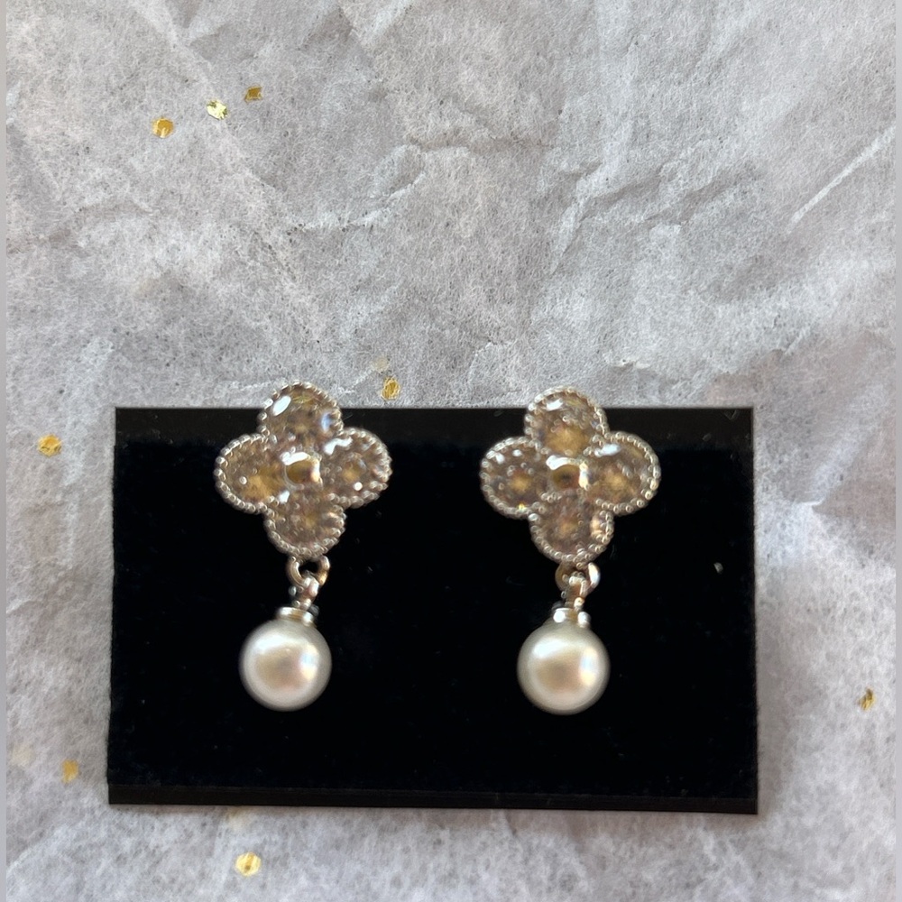 Elegant Silver and Pearl Drop Earrings